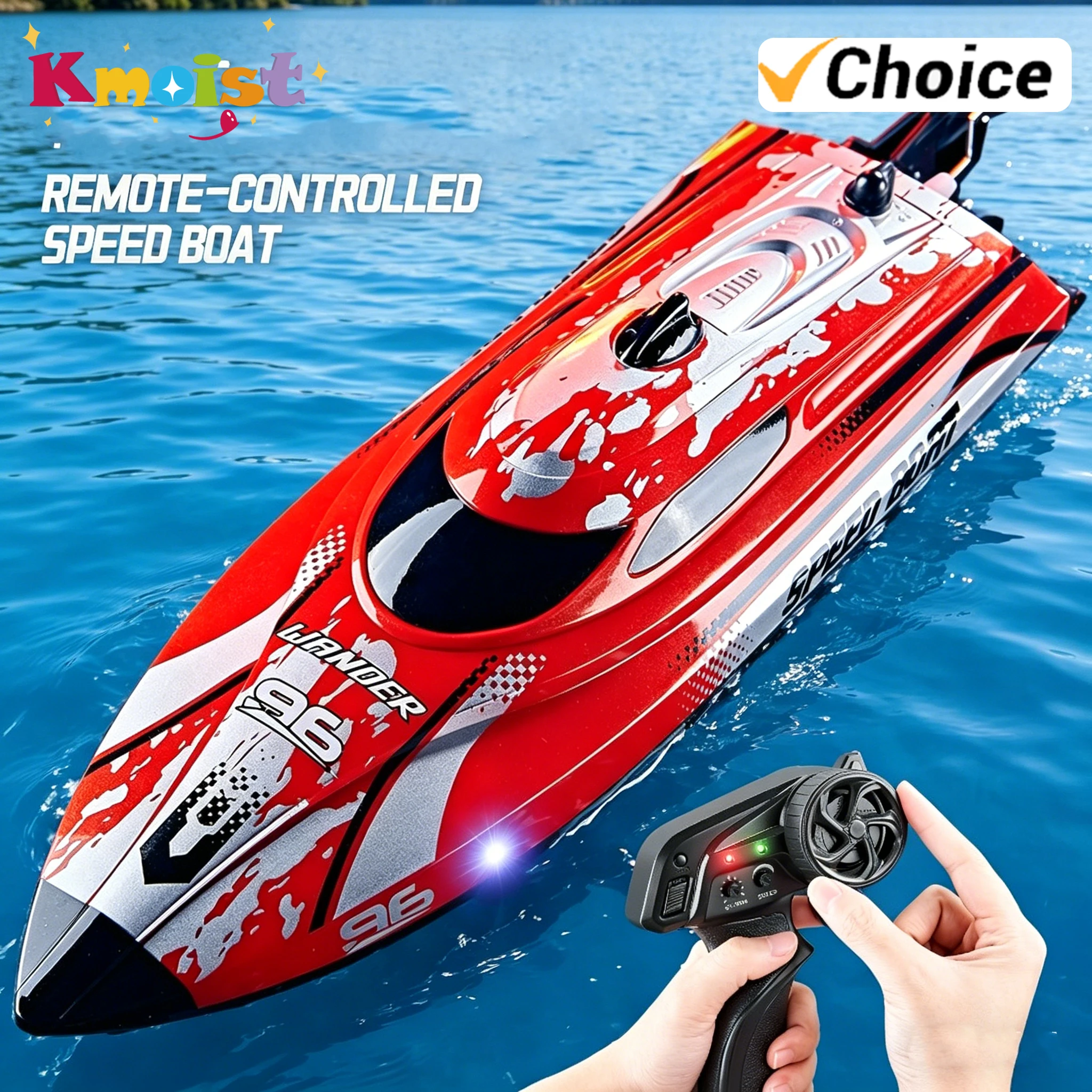 Lancha RC impermeable teledirigida con luces y alta velocidad para niños - imagen 4