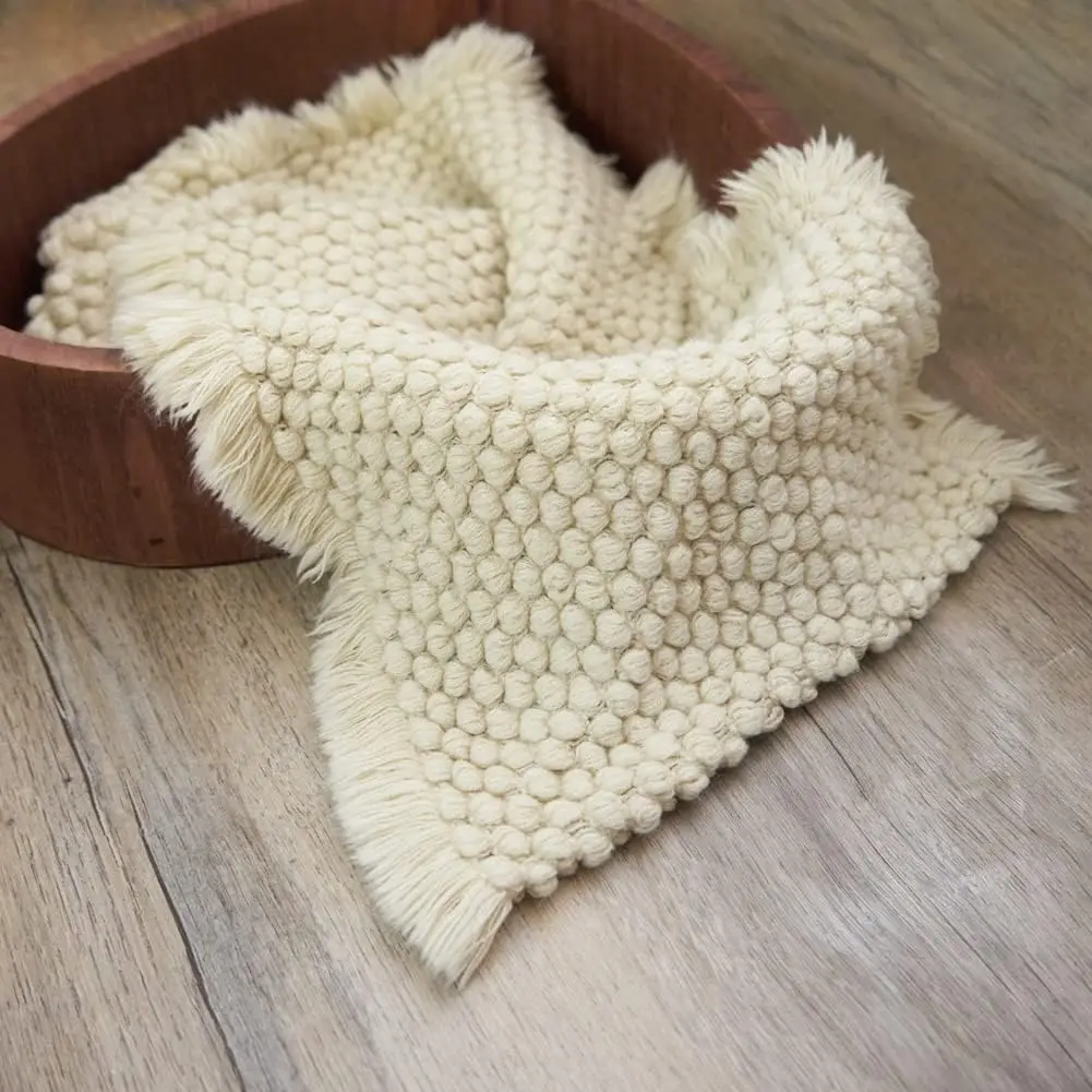 Manta beige en uso