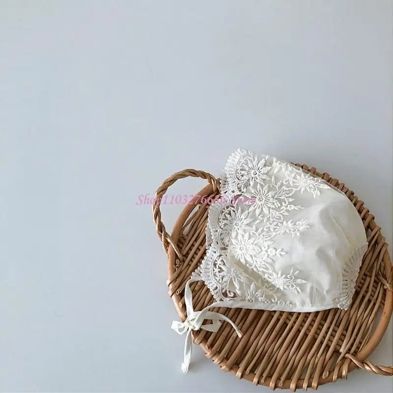 Gorro de encaje para recién nacido de algodón estilo princesa - imagen 4