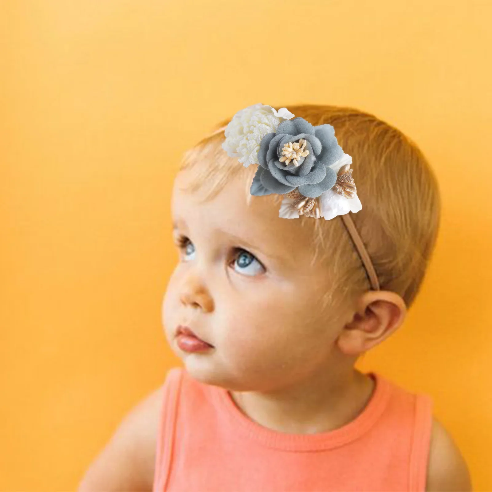 Diadema de flores estilo princesa para bebé y niña – suave, cómoda - imagen 2