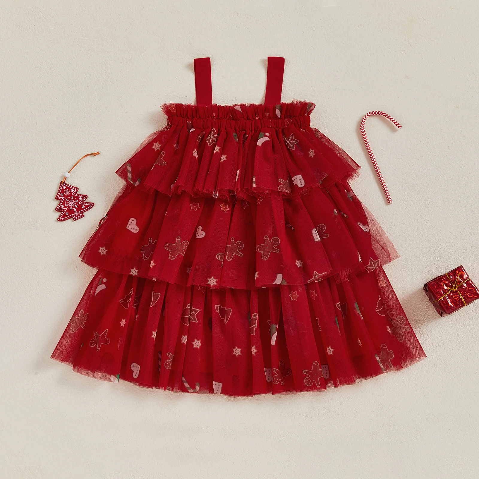 VISgogo Vestido de Navidad sin mangas para niña con tul y A-línea - imagen 2