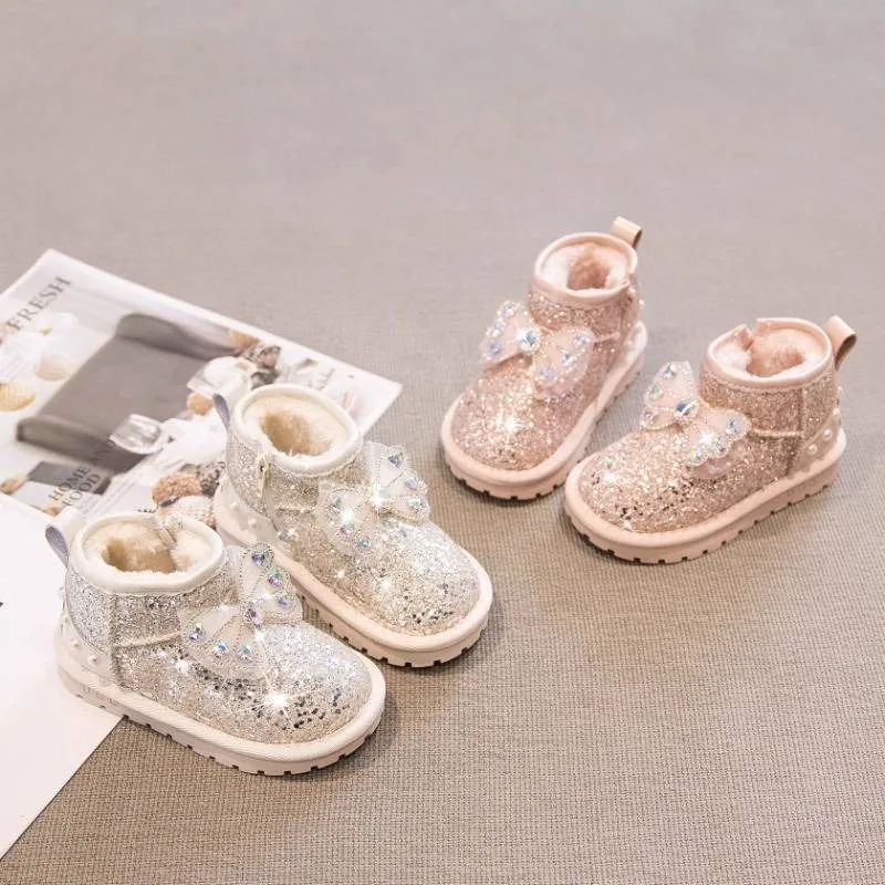 Botas de nieve infantiles de fondo plano, cálidas y cómodas - imagen 2