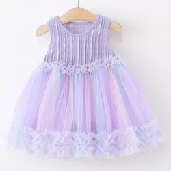 Vestido de verano para bebé niña sin mangas estilo princesa