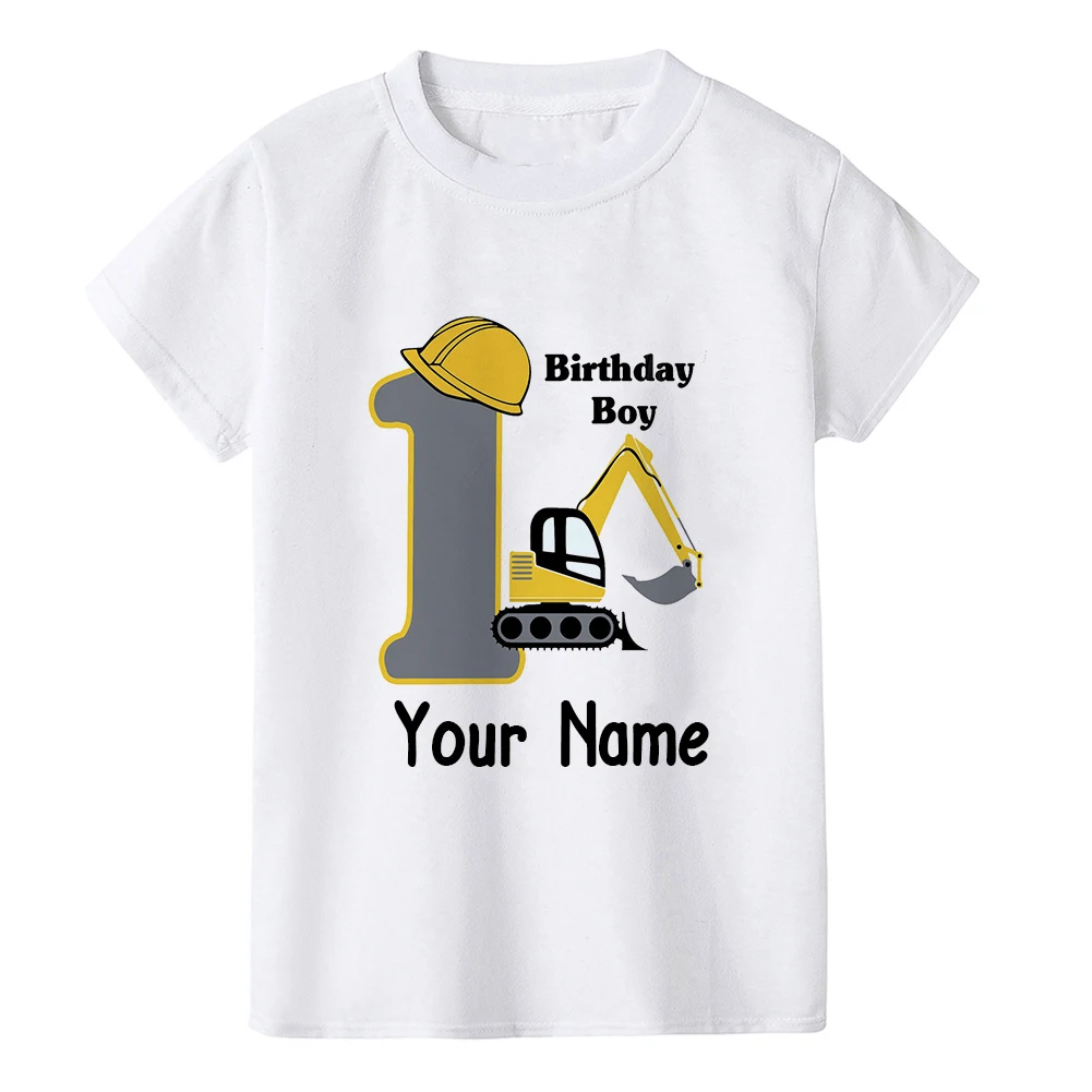Camiseta personalizada con nombre y excavadora para cumpleaños de niño - imagen 4