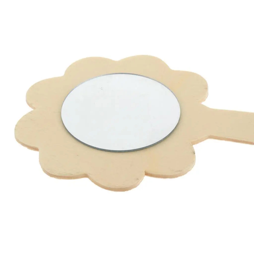 Espejo de mano de madera blanco para manualidades infantiles - imagen 2