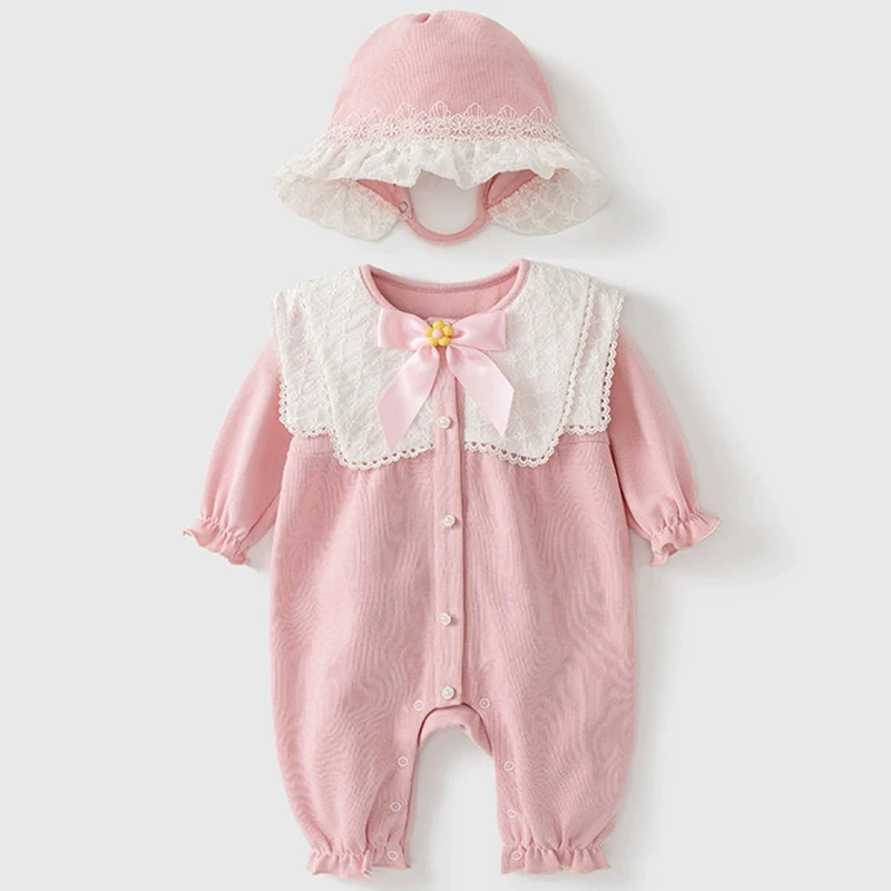 Conjunto de pelele con lazo y cuello de muñeca para niña entretiempo - imagen 2