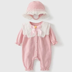Conjunto de pelele con lazo y cuello de muñeca para niña entretiempo