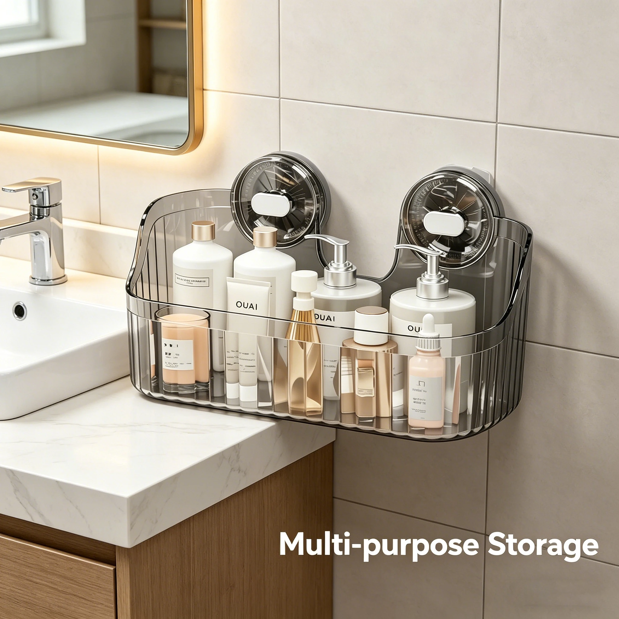 Estante de ducha con ventosa transparente sin taladrar para baño - imagen 4