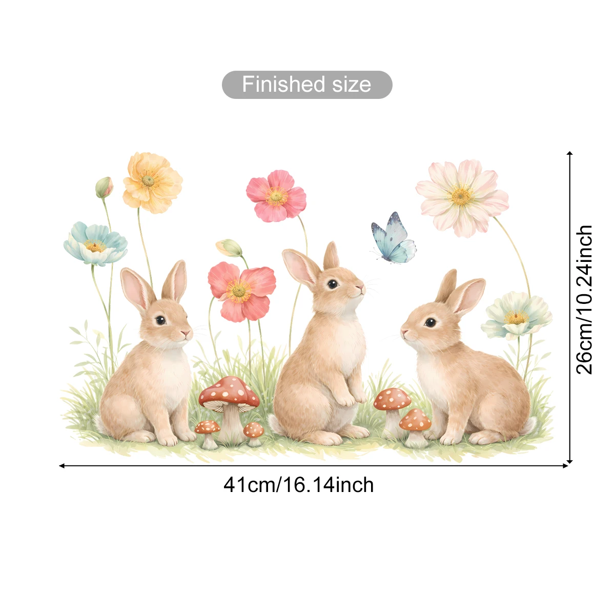 Pegatinas de pared conejo dibujos animados con flores - imagen 4