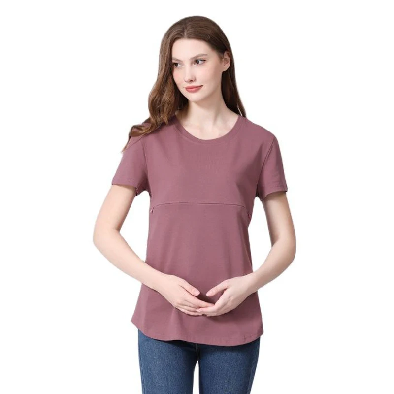 Camiseta de maternidad informal para mujeres posparto, estilo de verano