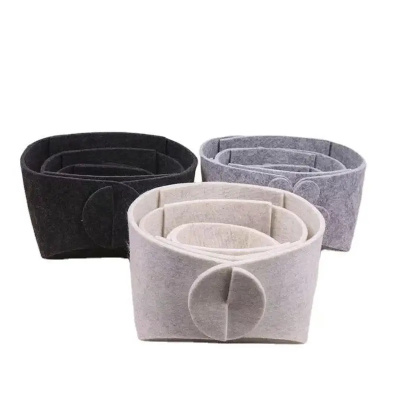 Cestas de almacenamiento plegables de fieltro redondas para hogar - imagen 4