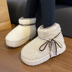 Botas de nieve invernales con suela gruesa y cordones