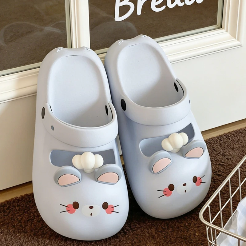 Zuecos de plataforma de verano para niñas con diseño ratón EVA suave