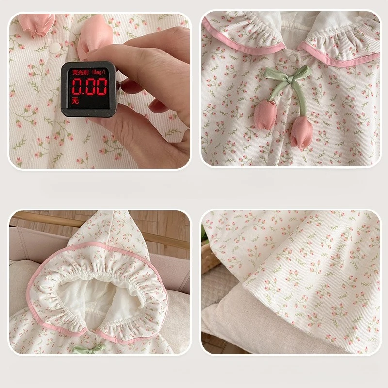 Capa princesa floral cortavientos para bebé – Poncho cálido otoño - imagen 2