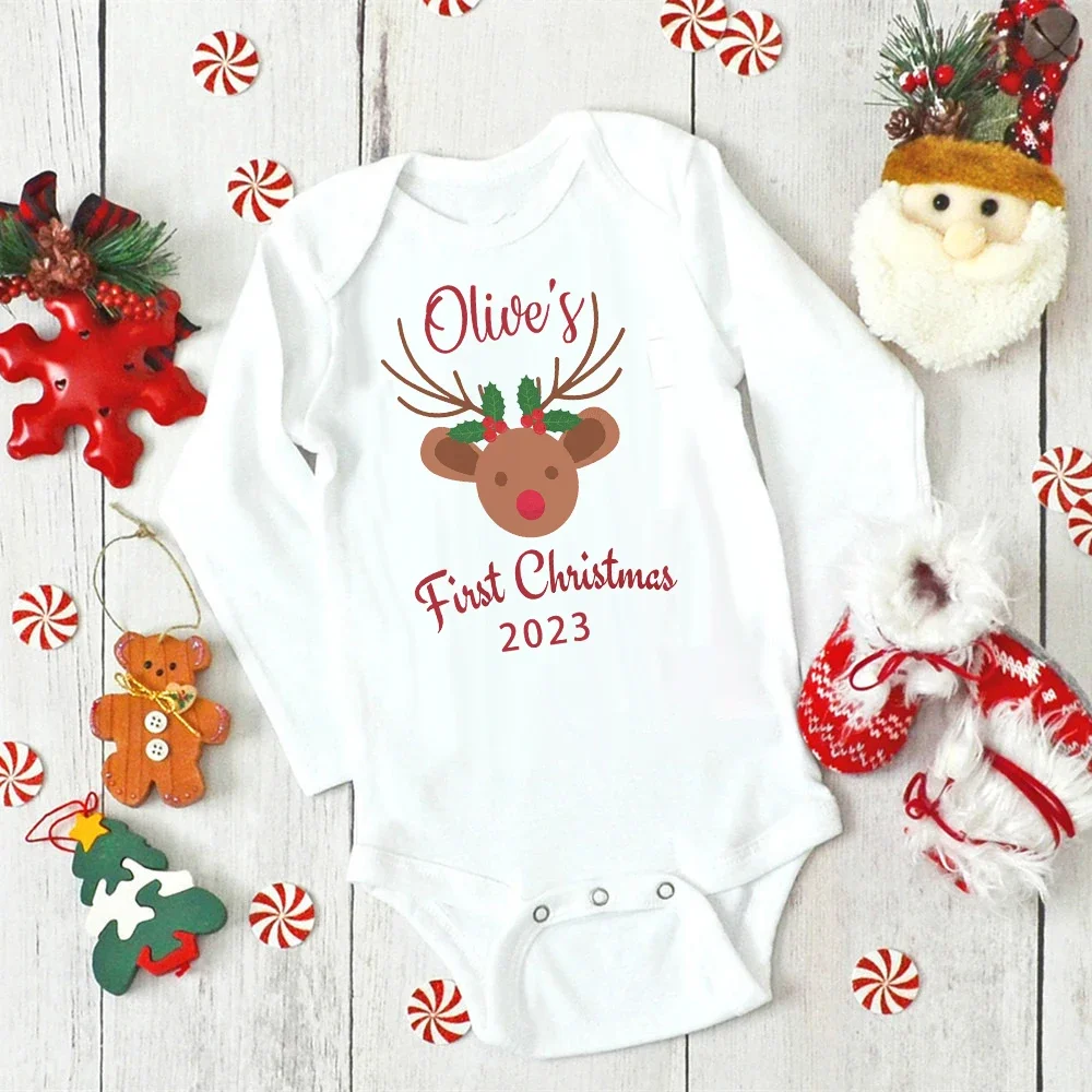 Body bebé personalizado Navidad – manga larga recién nacido unisex - imagen 5