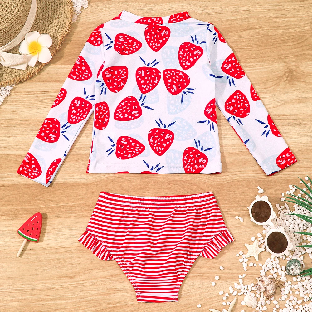 Traje de baño conjunto niña estampado de fresa manga larga - imagen 5