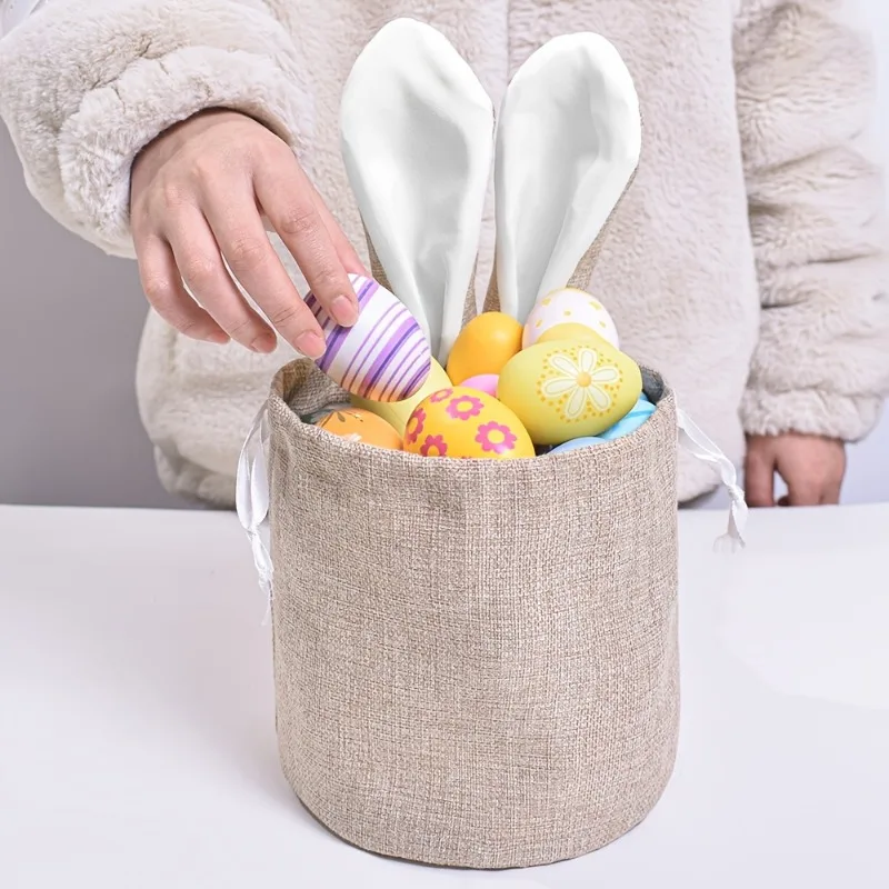 Bolsa de Pascua personalizada con cordón y conejito