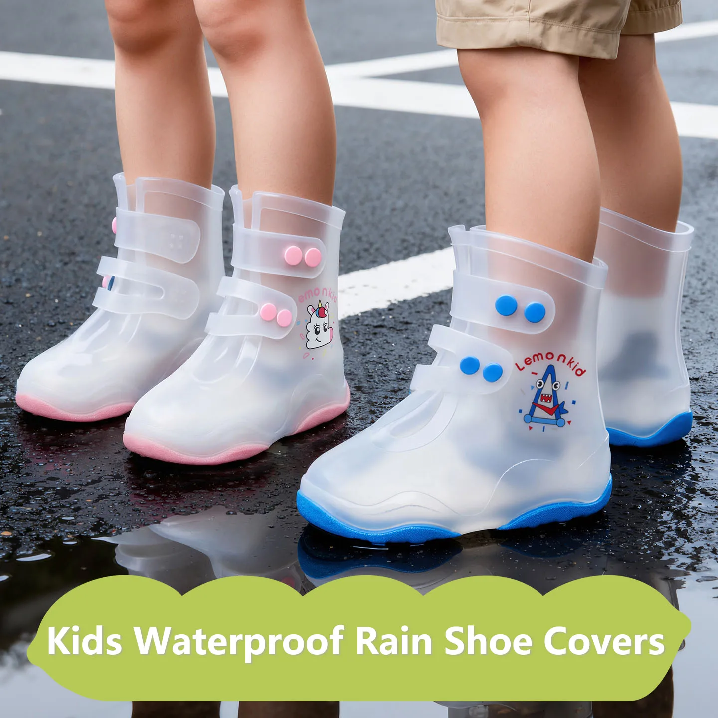 Cubrezapatos de lluvia impermeables antideslizantes para niños y niñas - imagen 3