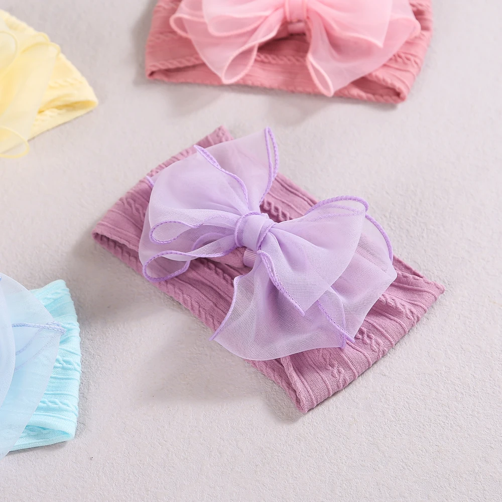 Diadema bebé con lazos de gasa suave elásticos para cabello - imagen 5