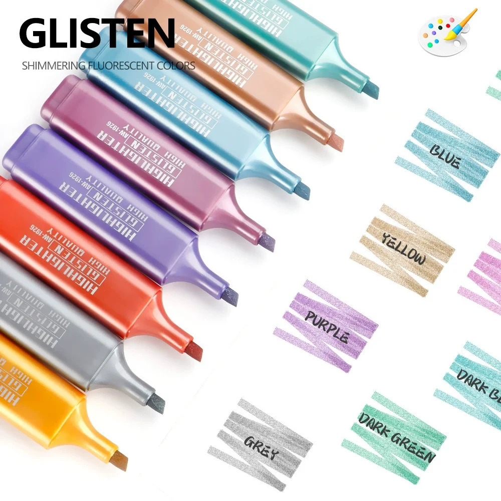 Resaltador con clip sujeto a un cuaderno