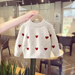 Cardigan de punto con corazón para niña – Lana suave