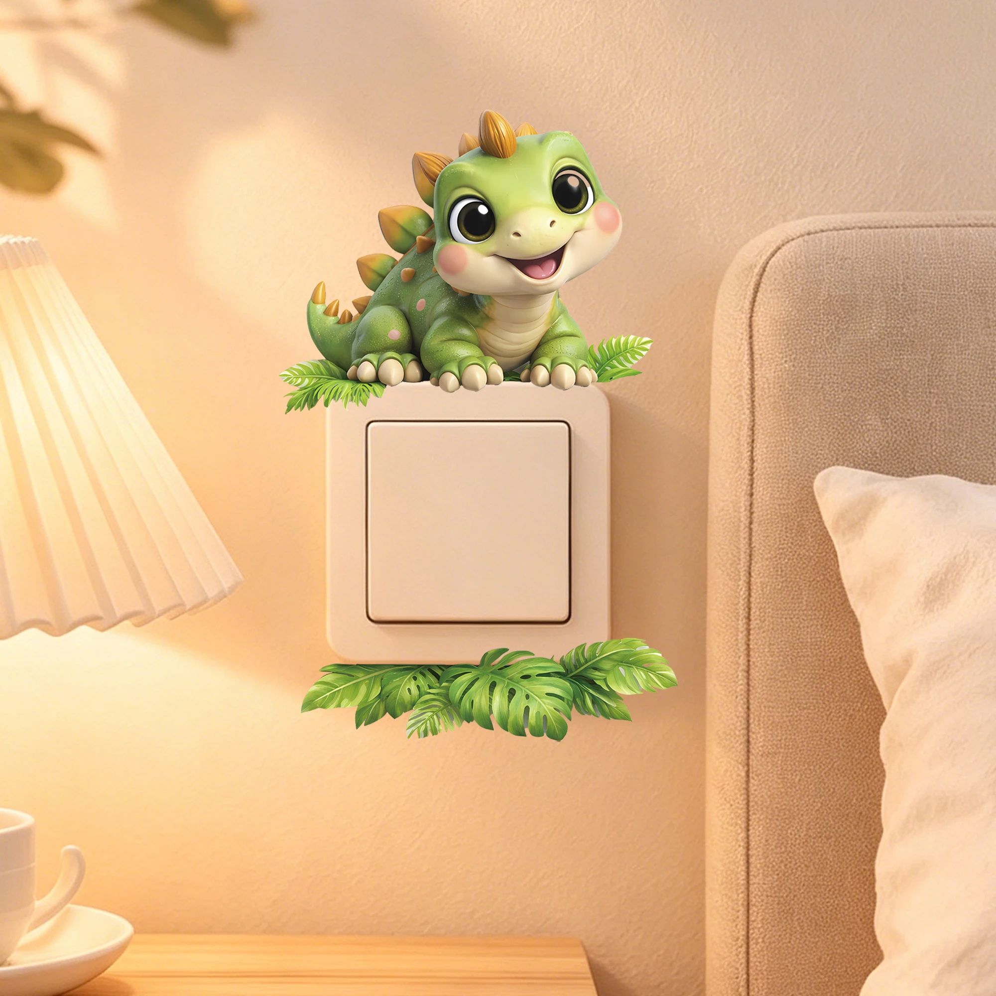 Vinilo decorativo 3D para interruptor de luz con dinosaurio - imagen 2