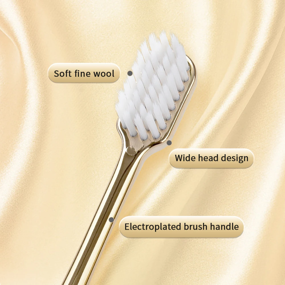 Cepillo dental suave de lujo para adultos con oro y plata - imagen 4