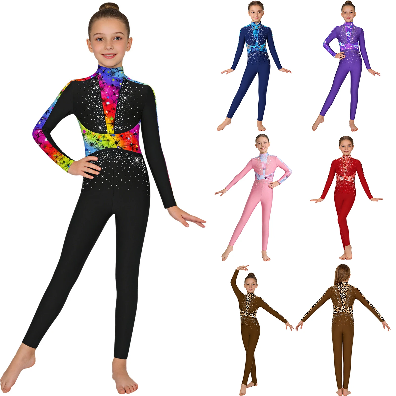 Maillot de gimnasia de manga larga con pedrería para ballet - imagen 3