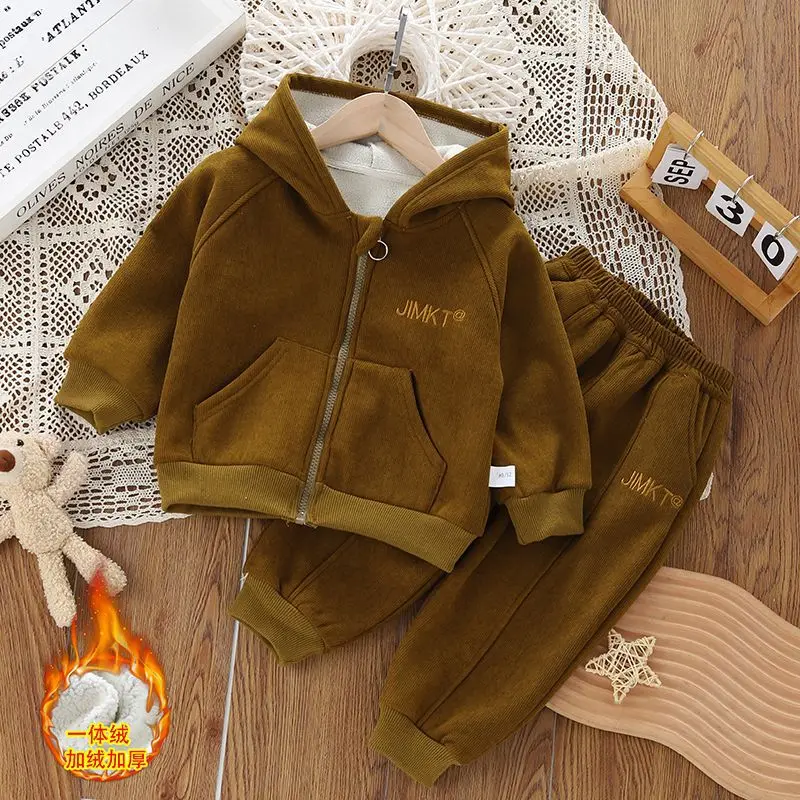 Conjunto infantil de invierno acolchado con sudadera y pantalón
