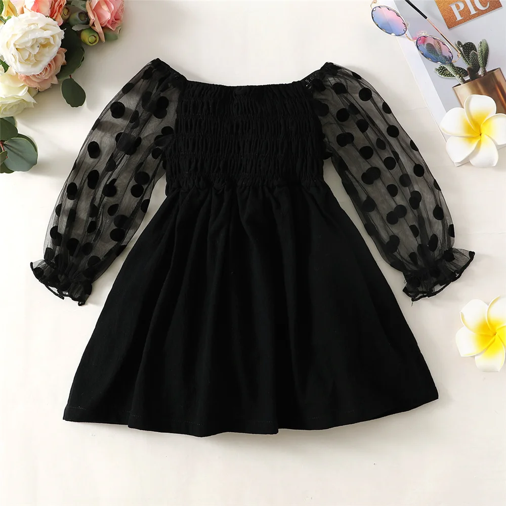 Vestido tul negro con lunares manga larga infantil - imagen 3
