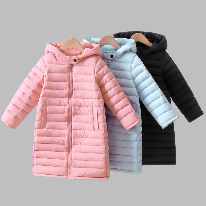 Abrigo largo con capucha para niño invierno – Algodón forro polar