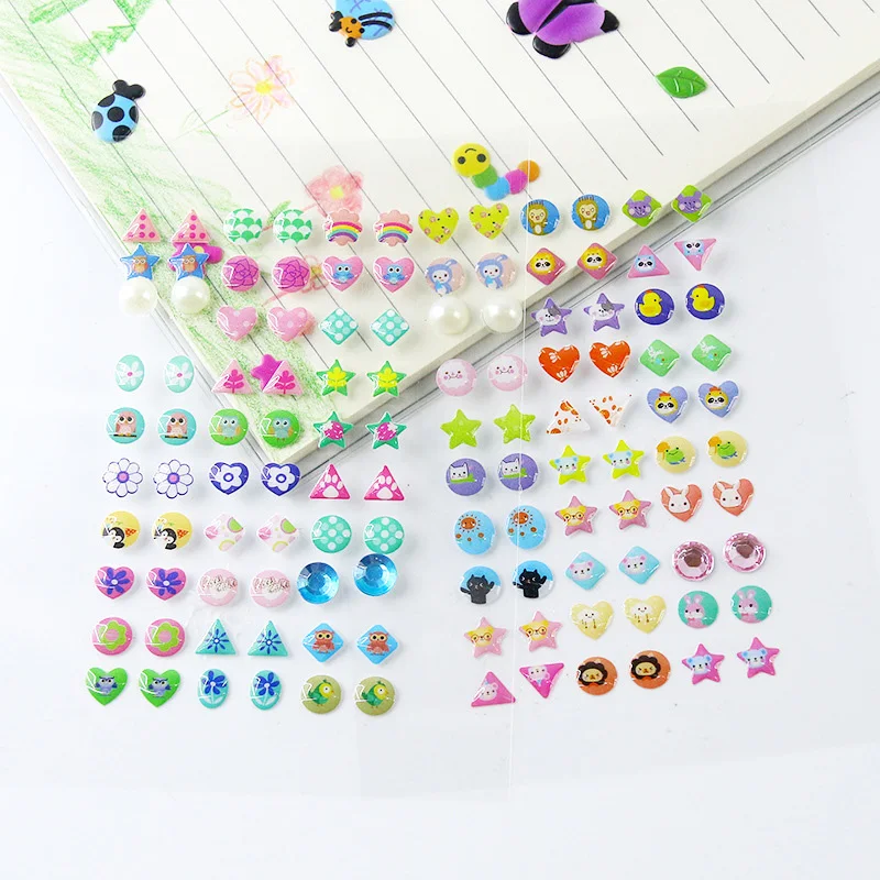 Pendientes autoadhesivos 3D con gemas y purpurina para niñas - imagen 3