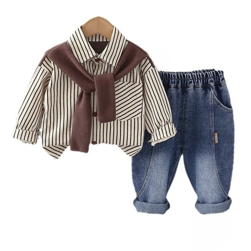 Conjunto bebé a rayas de manga larga para primavera y otoño - imagen 5