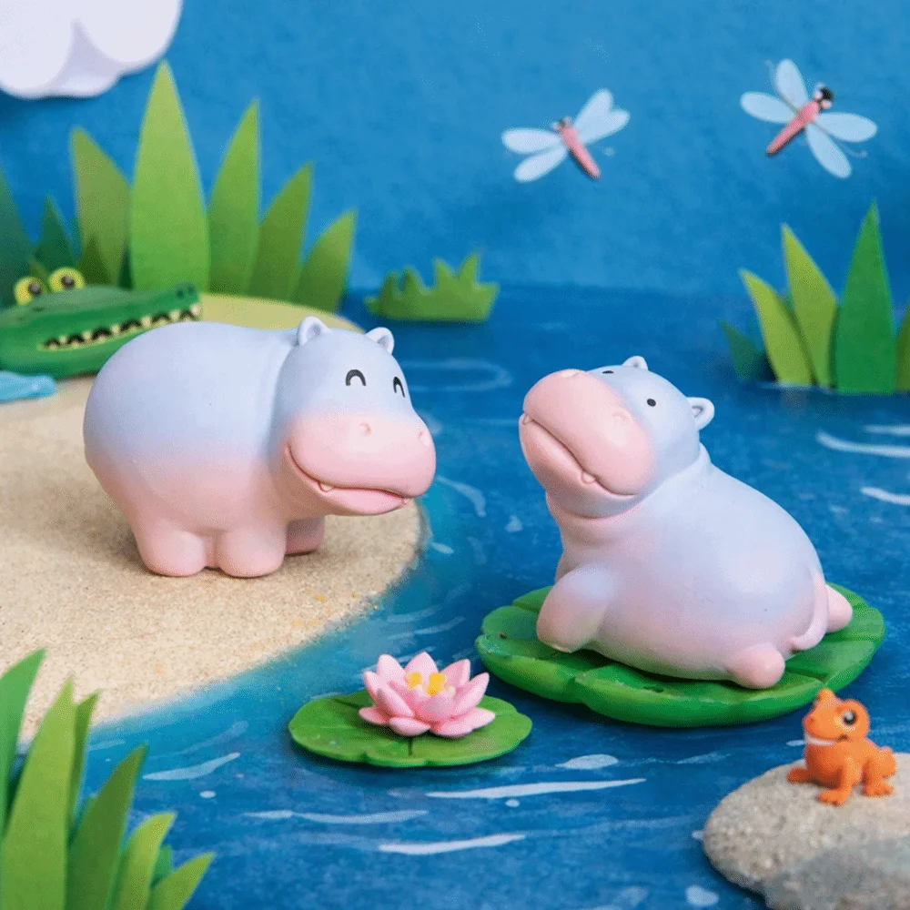 Figurita de hipopótamo en resina – Estilo caricatura infantil - imagen 2