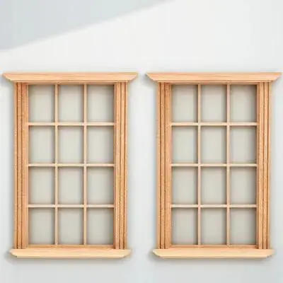 Marcos de ventana de madera para casa de muñecas con rejillas - imagen 4