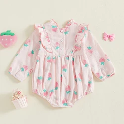 Tregren Pelele para niñas estampado fresa – Volantes y manga larga