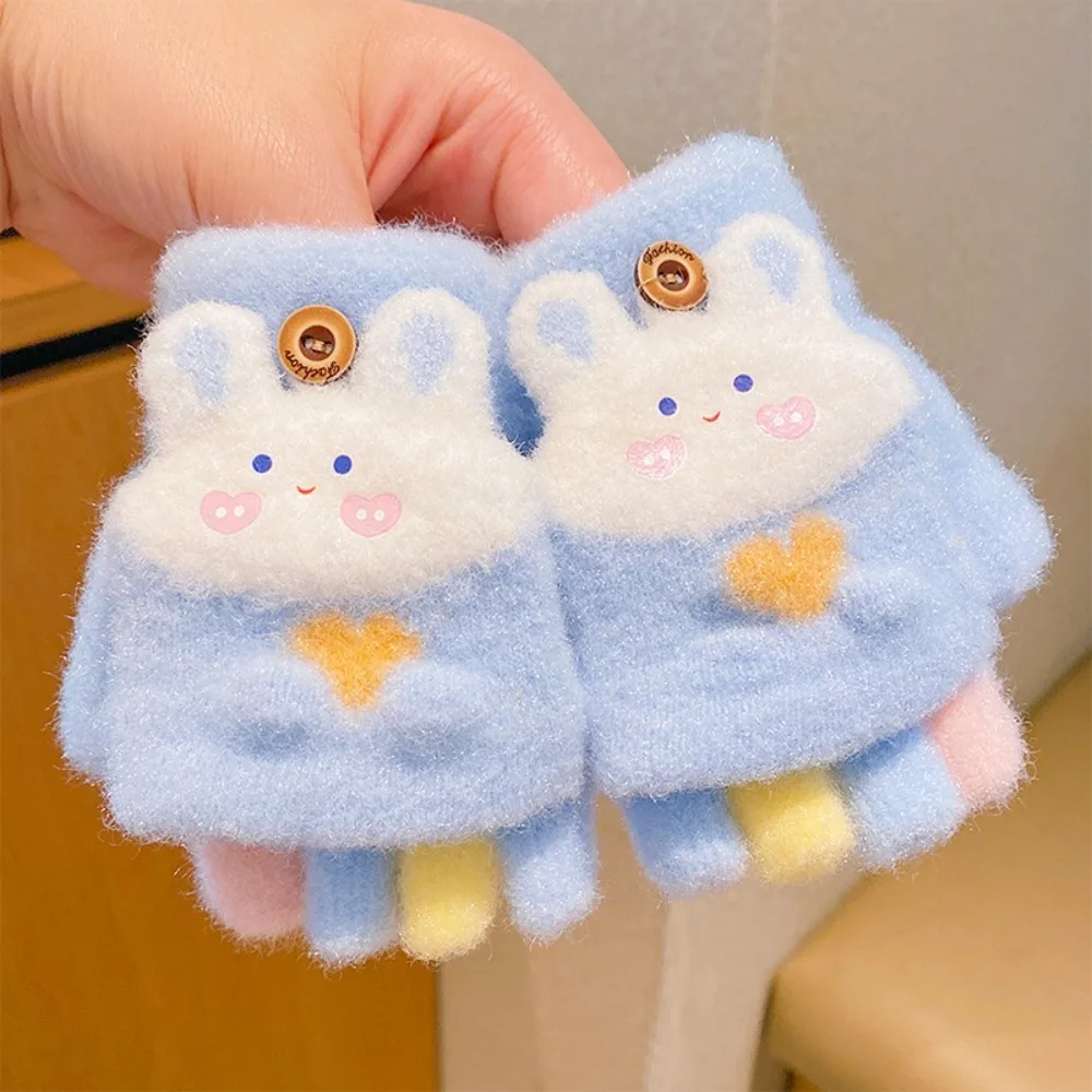 Guantes de invierno forro suave piel de conejo para niños - imagen 3