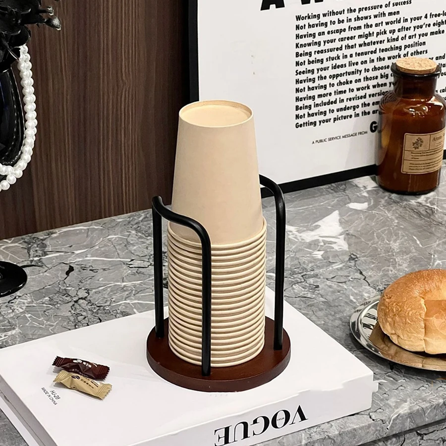 Dispensador de madera para vasos – Soporte organizador largo - imagen 3