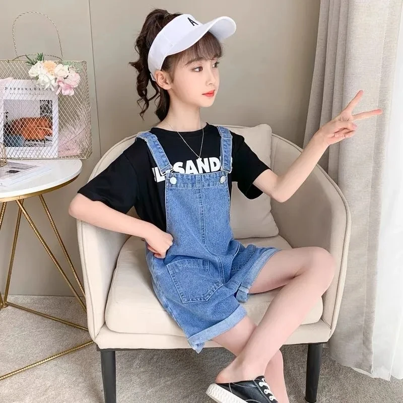 Monos vaqueros de verano para niñas y shorts informales - imagen 3
