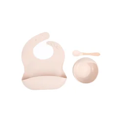 Vajilla infantil de silicona con ventosa y babero – 3 piezas