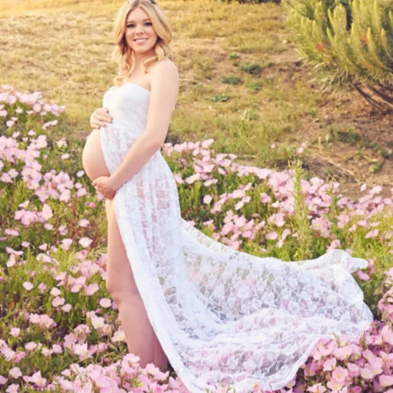 Vestido premamá con abertura frontal para sesiones de fotos - imagen 4