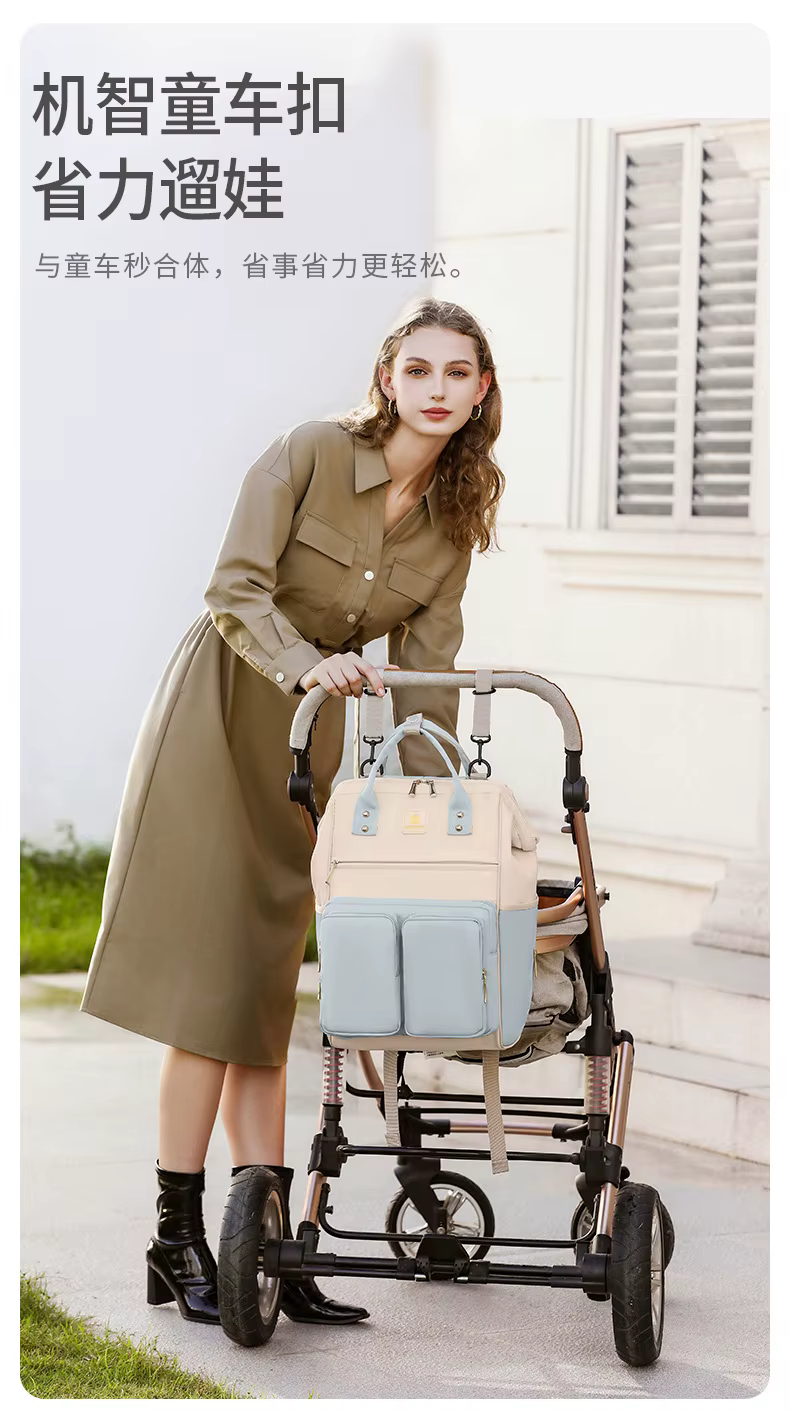 Bolso de mamá grande con apertura amplia y varios bolsillos