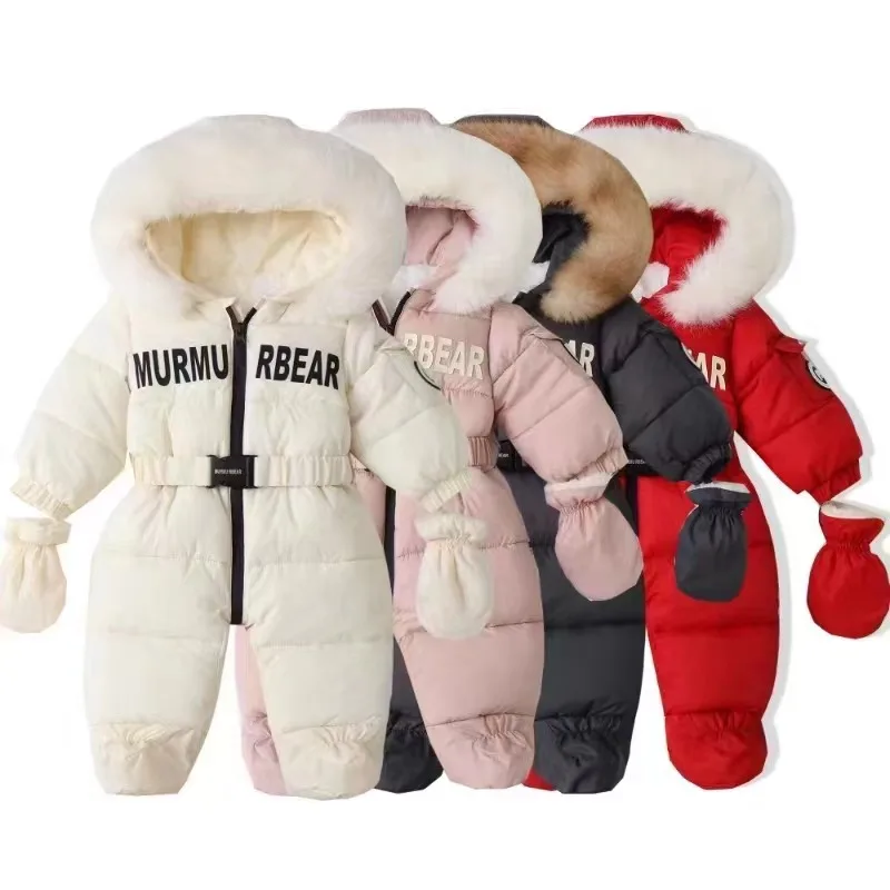Mono de invierno bebé recién nacido – polar con guantes y cinturón - imagen 5