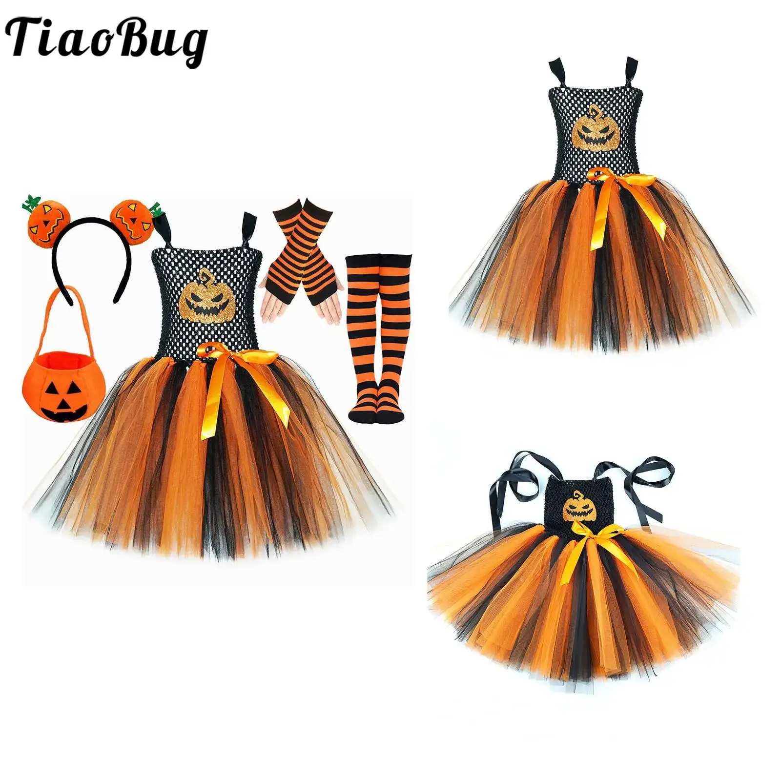 Disfraz de calabaza con tul para niña – bruja de Halloween - imagen 2