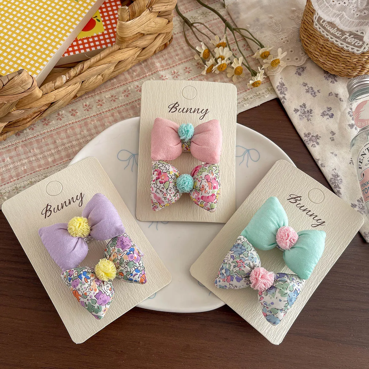Horquilla con lazo de flores para niñas – accesorio de pelo - imagen 5