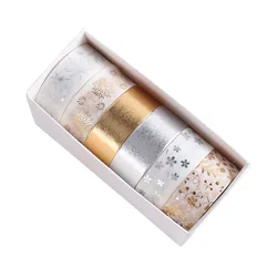 Cinta washi floral con lámina dorada para manualidades y scrapbooking