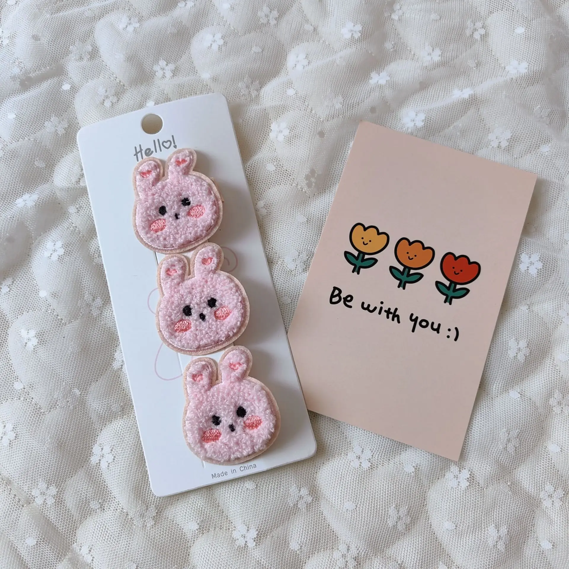 Pinza de pelo infantil con osito y conejito – Lindo detalle - imagen 2