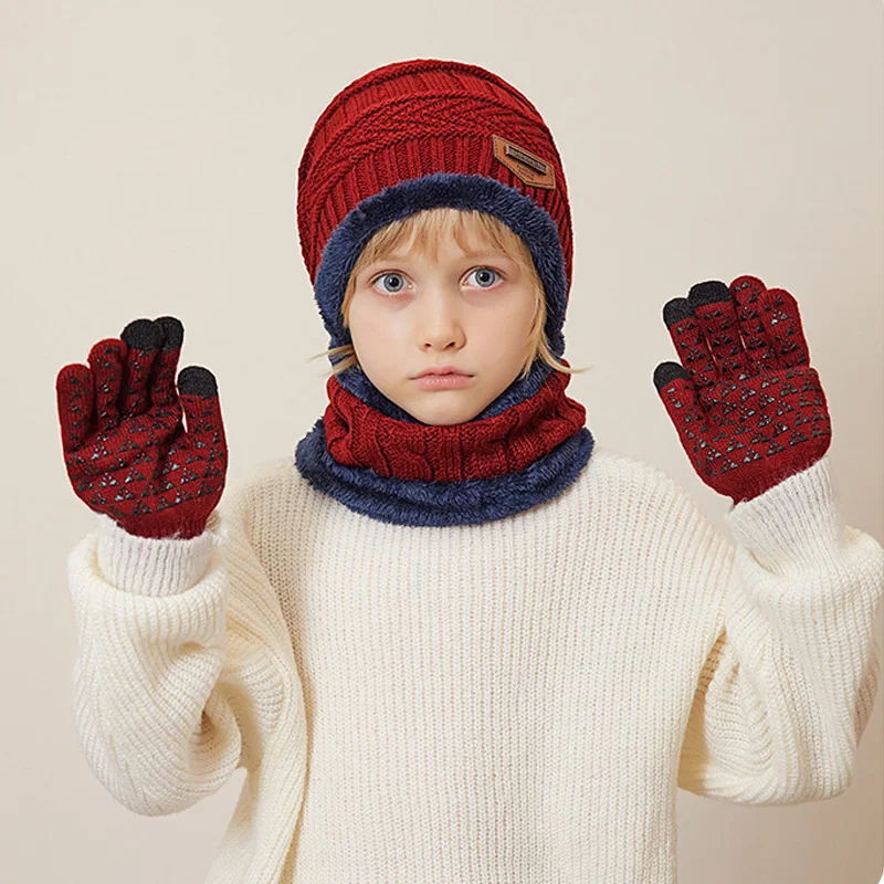 Conjunto de gorro, guantes y bufanda de punto infantil cálido - imagen 5