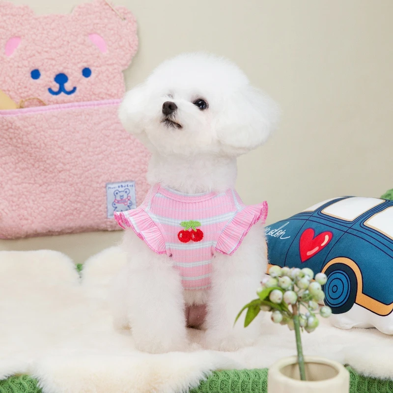 Chaleco de perro con manga corta estilo cereza para primavera/verano - imagen 3