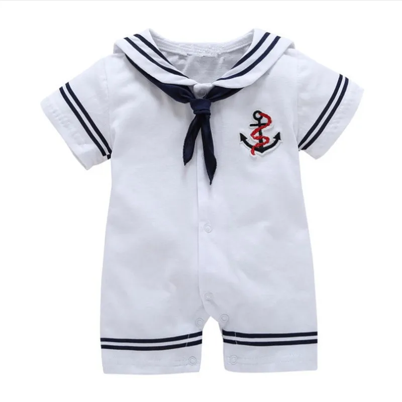 Mono de verano estampado con bufanda azul marino para bebé
